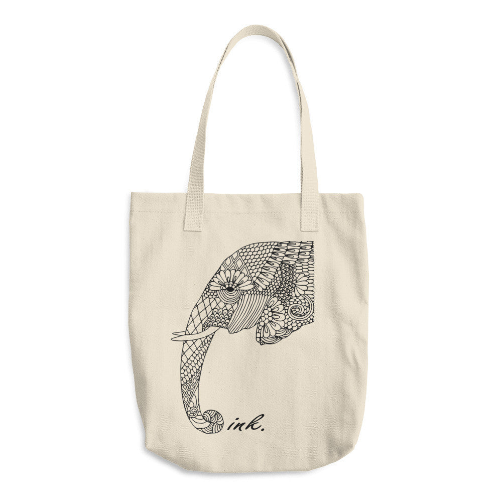 Elephant Ink Cotton Tote Bag