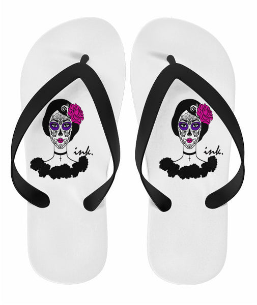 Sugar Skull Ink Flip Flops