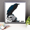 Raven Skull Ink Framed Poster