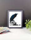 Raven Skull Ink Framed Poster