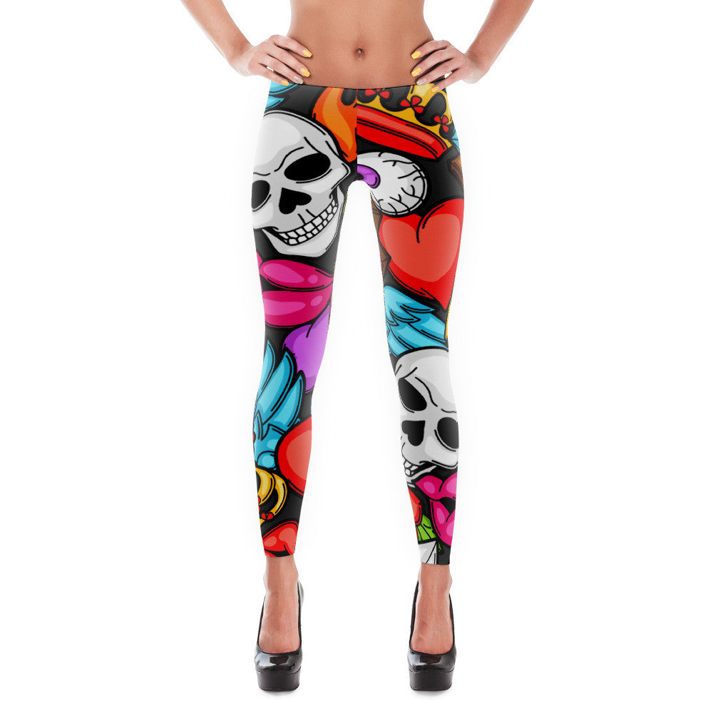 Skull Eyes Heart Leggings