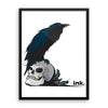 Raven Skull Ink Framed Poster