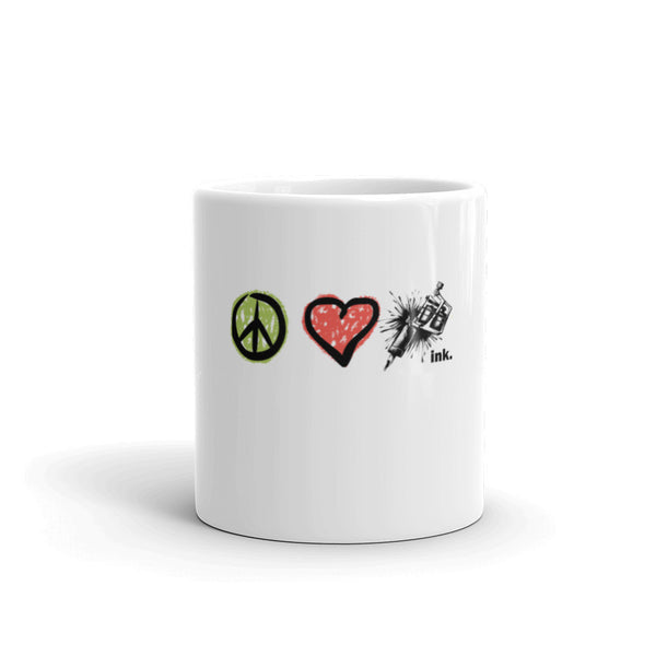 Peace, Love, Ink Mug