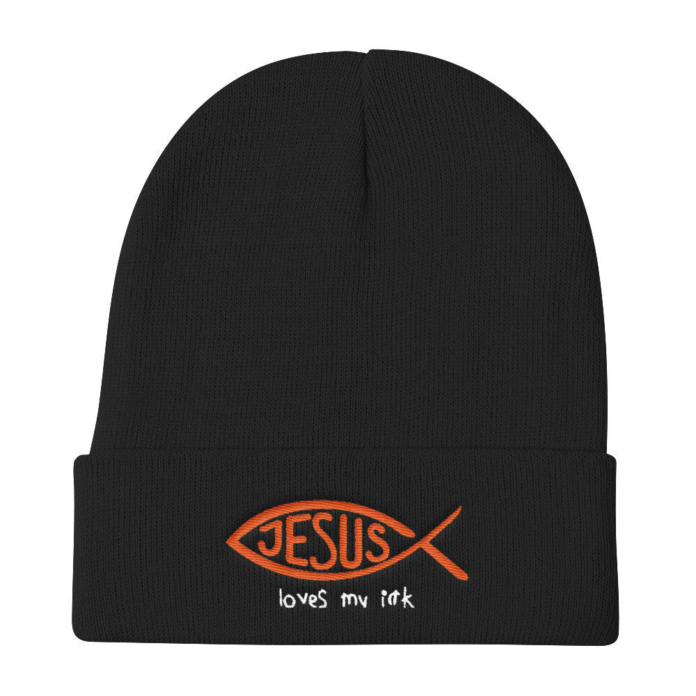 Jesus Loves My Ink Knit Beanie