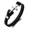 Men's Retro Leather Stainless Steel Anchor Bracelet