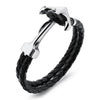 Men's Retro Leather Stainless Steel Anchor Bracelet