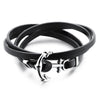 Men's Retro Leather Stainless Steel Anchor Bracelet