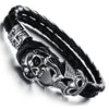 Men's Stainless Steel Skull Bracelet Black Synthetic Leather Rope