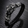 Men's Stainless Steel Skull Bracelet Black Synthetic Leather Rope