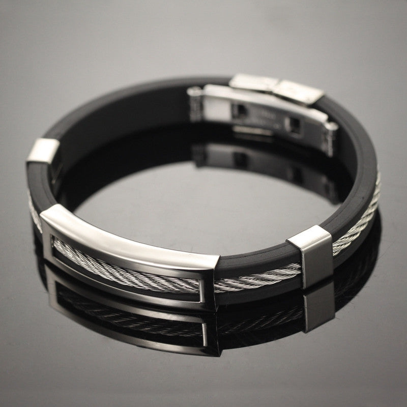 Men's Stainless Steel Silicone Bracelet