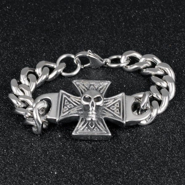 Men's Skull Cross Fashion Bracelet Stainless Steel