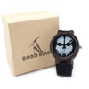 Ebony Black Wood Men's Watch With Skeleton Logo Quartz Watch