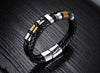 Men's Classic Double Layer Handmade Leather Chain Weaved Bracelet With Magnet Clasp