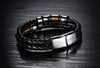 Men's Classic Double Layer Handmade Leather Chain Weaved Bracelet With Magnet Clasp