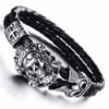 Men's Stainless Steel Skull Bracelet Black Synthetic Leather Rope