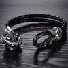 Men's Stainless Steel Skull Bracelet Black Synthetic Leather Rope