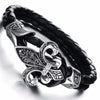 Men's Stainless Steel Skull Bracelet Black Synthetic Leather Rope