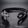 Men's Stainless Steel Skull Bracelet Black Synthetic Leather Rope