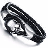 Men's Stainless Steel Skull Bracelet Black Synthetic Leather Rope