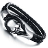 Men's Skull Stainless Steel Bracelets Black Genuine Leather Rope