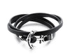 Men's Retro Leather Stainless Steel Anchor Bracelet