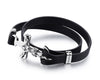 Men's Retro Leather Stainless Steel Anchor Bracelet